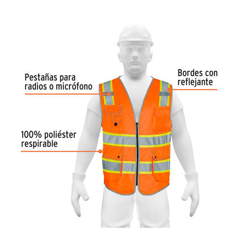 Chaleco de seguridad de alta visibilidad, naranja, XG,EXPERT | CHS-900N-XL | 102442