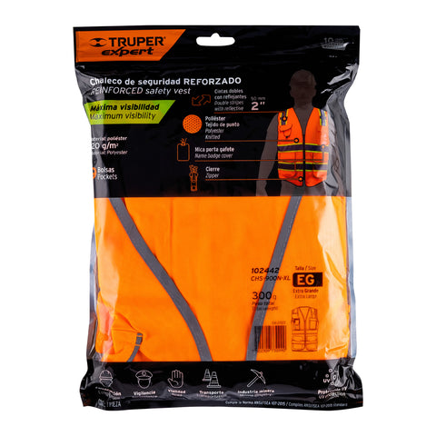 Chaleco de seguridad de alta visibilidad, naranja, XG,EXPERT | CHS-900N-XL | 102442