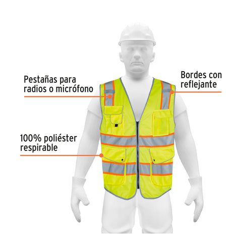 Chaleco de seguridad de alta visibilidad, verde, G, EXPERT | CHS-900V-L | 102444
