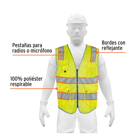 Chaleco de seguridad de alta visibilidad, verde, XG, EXPERT | CHS-900V-XL | 102445