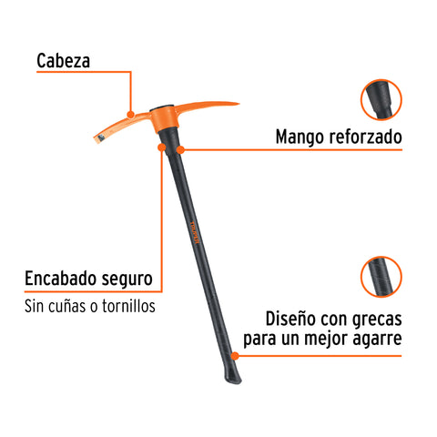 Talacho-pico 4 lb, mango fibra de vidrio 36', Truper | TP-4M | 102453