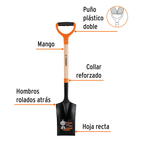Pala escarramán T-2000, puño doble 'Y', Truper | PES-PD | 102454