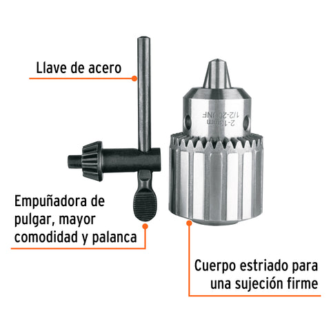 Broquero 1/2' con llave, cuerpo estriado, TRUPER EXPERT | BRO-1/2X | 102476