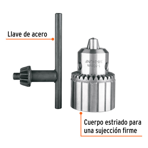 Broquero 3/8' con llave, cuerpo estriado, TRUPER EXPERT | BRO-3/8X | 102477