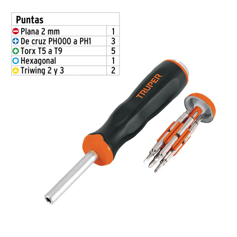 Desarmador de joyero multi puntas 12 en 1, Truper | JOY-12 | 102503