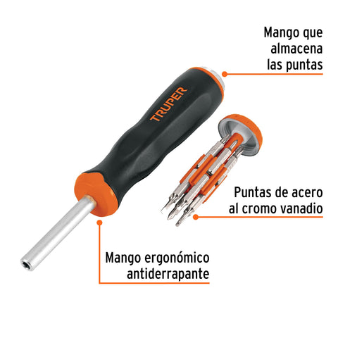 Desarmador de joyero multi puntas 12 en 1, Truper | JOY-12 | 102503