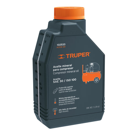 Aceite mineral para compresor 1000ml (34oz), Truper | ACEM-34 | 102533
