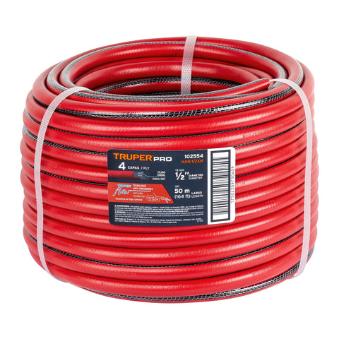 Metro de manguera 1/2' 4 capas en rollo de 50 m, Truper | MAN-1/2XM | 102554