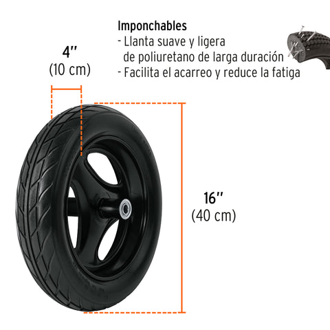 Carretilla 6 ft3 Imponchable, bastidor tubular, Truper | CAT-60FF | 10255