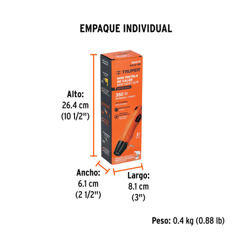 Mini pistola de calor 350W, TRUPER PRO | PISCA-AM | 102578