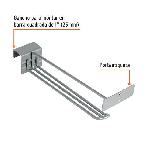 Gancho recto reforzado de 10' con portaetiqueta, Truper | GA-10R | 10259