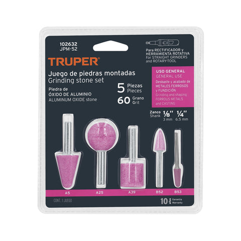 Juego de 5 piedras montadas zanco 1/4' y 1/8',uso general | JPM-52 | 102632