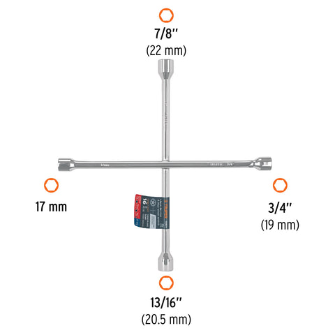 Llave de cruz 16' pulida y cromada, TRUPER | LLCR-16 | 102634