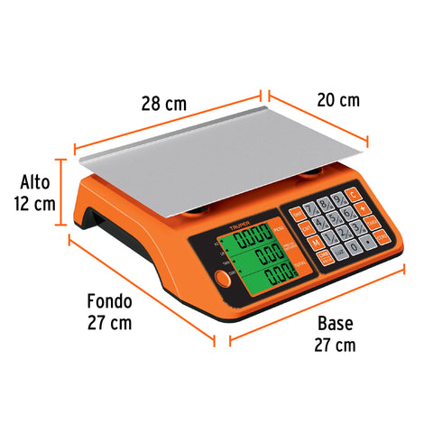 Báscula electrónica multifunciones 20 kg, Truper | BASE-20 | 102651