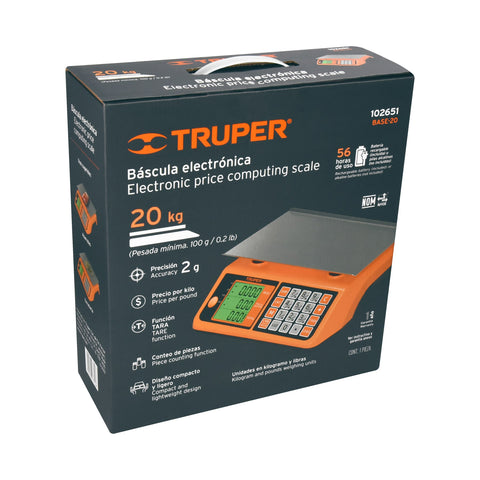 Báscula electrónica multifunciones 20 kg, Truper | BASE-20 | 102651