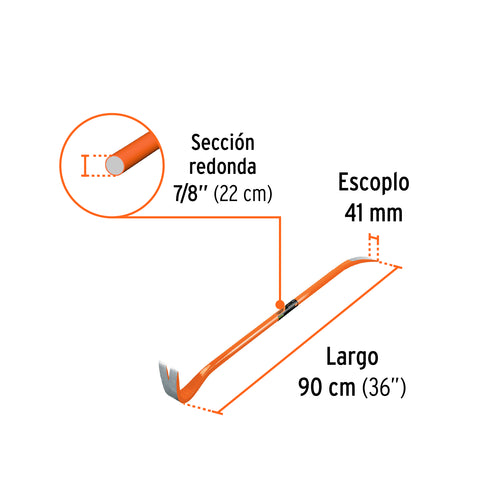 Barreta de uña de 7/8' x 90 cm, Truper Expert | BU-90X | 102671