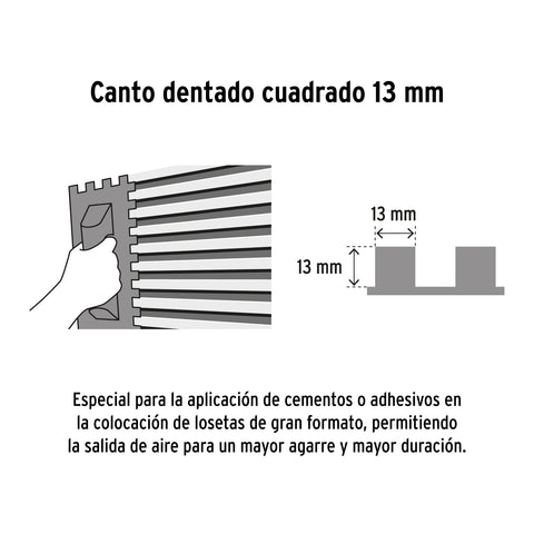 Llana 11' dentado cuadrado 1/2', 6 remaches, mgo madera | LLM-6CG | 102703