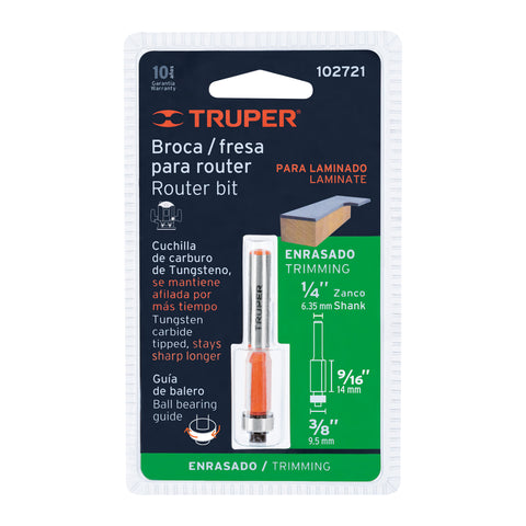 Broca para router, corte recto, 3/8' con balero, Truper | BROU-RB3/8X | 102721