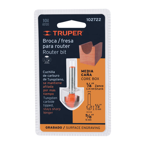 Broca para router, media caña, 5/8', Truper | BROU-MC5/8 | 102722