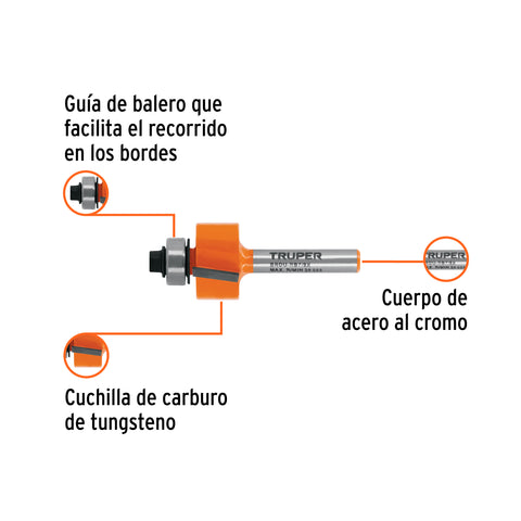 Broca para router, rebajado, 7/8' con balero, Truper | BROU-RB7/8X | 102724