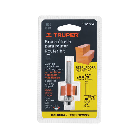 Broca para router, rebajado, 7/8' con balero, Truper | BROU-RB7/8X | 102724
