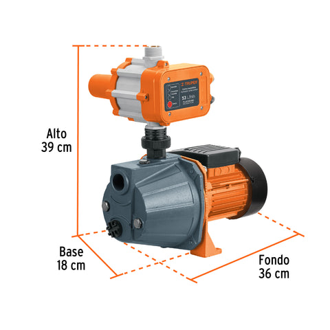 Bomba presurizadora jet hierro 1/2 HP con control, Truper | PRE-1/2 | 102856