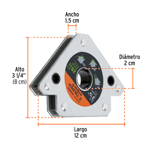 Escuadra magnética p/soldar, 3-1/4', capacidad 25 kg, EXPERT | ESM-3X | 102860