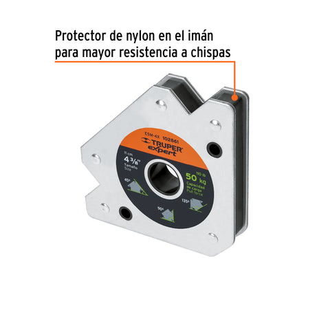 Escuadra magnética p/soldar, 4-3/8', capacidad 50 kg, EXPERT | ESM-4X | 102861