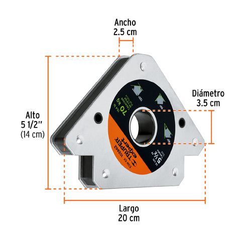 Escuadra magnética p/soldar, 5-1/2', capacidad 70 kg, EXPERT | ESM-5X | 102862