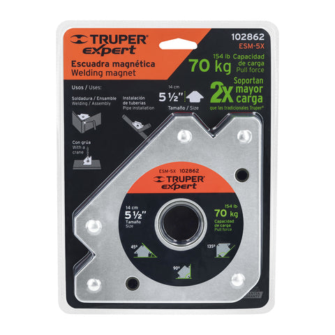 Escuadra magnética p/soldar, 5-1/2', capacidad 70 kg, EXPERT | ESM-5X | 102862