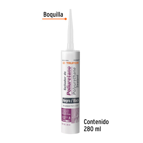 Sellador de poliuretano de 280 ml, negro, Truper | SEPO-280N | 102867