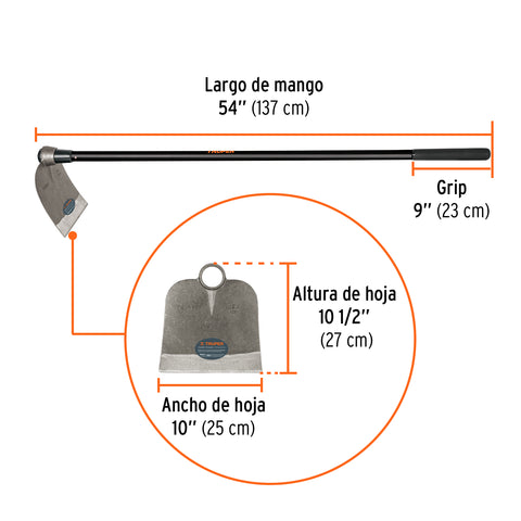 Azadón Centroamericano 3.0 lb, mango de fibra 54', TRUPER | ACE-30M | 102869