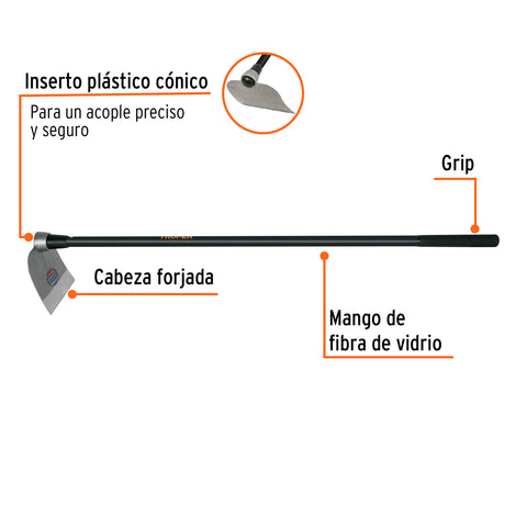 Azadón Centroamericano 2.5 lb, mango de fibra 54', TRUPER | ACE-25M | 102910
