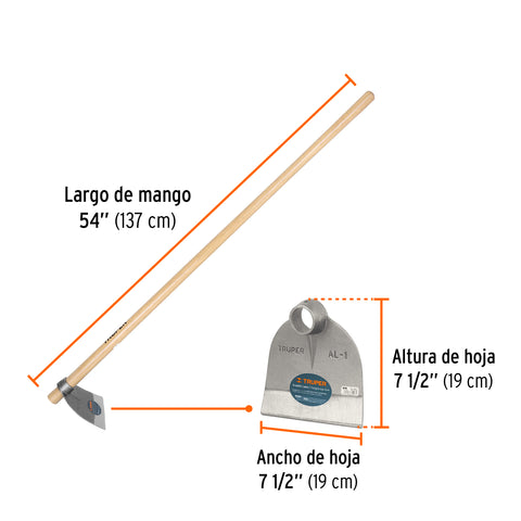Azadón Lane No. 1 de 1.8 lb, mango madera de 54', TRUPER | AL-1MM | 102916