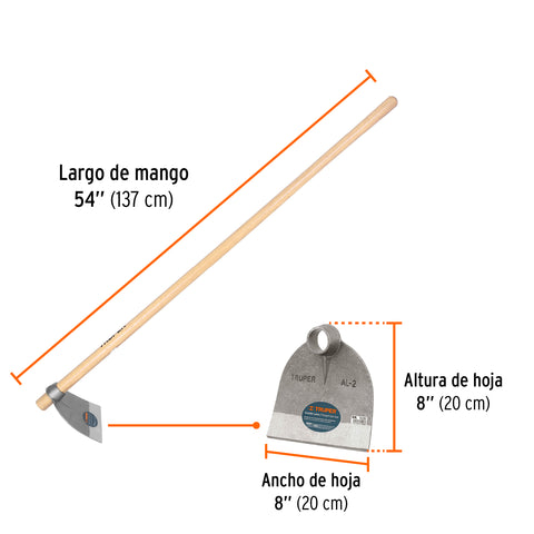 Azadón Lane No. 2 de 2.0 lb, mango madera de 54', TRUPER | AL-2MM | 102917