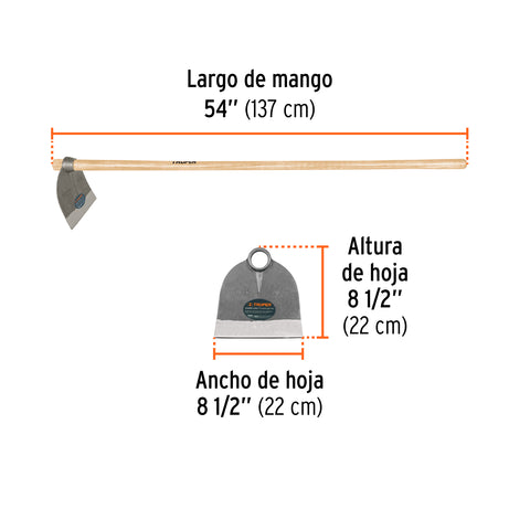 Azadón Lane No. 3 de 2.1 lb, mango madera de 54', TRUPER | AL-3MM | 102918
