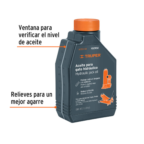 Aceite hidráulico para gatos, 1 Litro, Truper | ACEH-34 | 102932