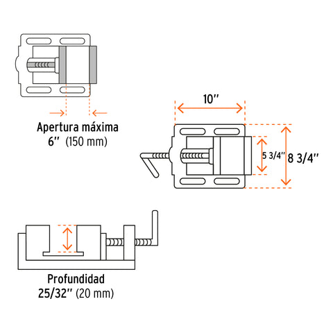 Prensa morsa plana, apertura 6' (150 mm), Truper | PMP-60 | 102936