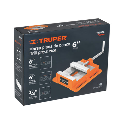 Prensa morsa plana, apertura 6' (150 mm), Truper | PMP-60 | 102936