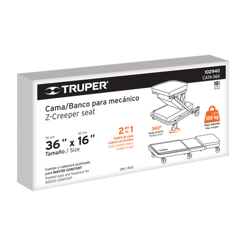 Cama / banco de 36' para mecánico, Truper | CATA-36X | 102940