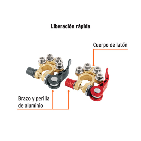 Blíster 2 terminales p/batería, desconexión rápida, Truper | TEBA-4 | 102946