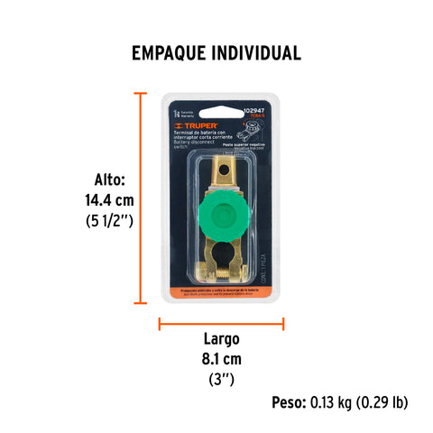 Terminal p/batería con interruptor switch, Truper | TEBA-5 | 102947