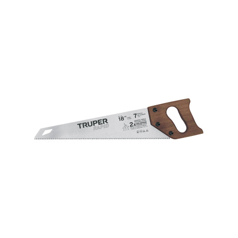 Serrucho Rapid 18', 7 DPP, mango de madera, Truper | STR-18M | 102950