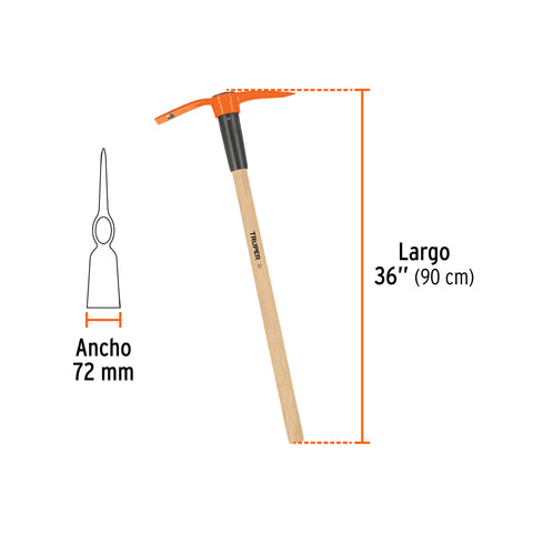 Talacho-pico 2.5 lb, mango de madera 36', Truper | TP-2.5MM | 102965