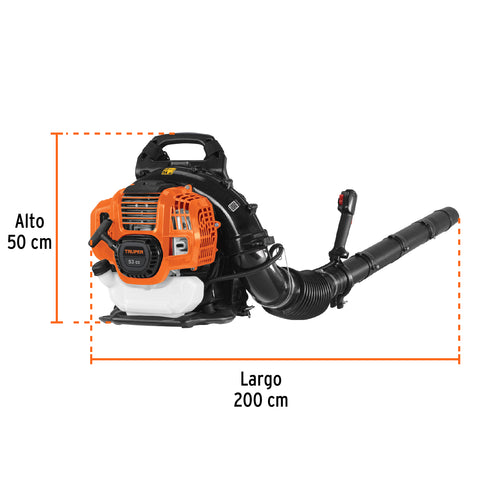 Sopladora con motor de 53cc a gasolina, tipo mochila, Truper | SOPLA-53 | 102970