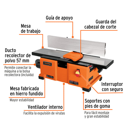 Canteadora de banco 6', 2 HP (1500 W), TRUPER | CANT-6B | 102973
