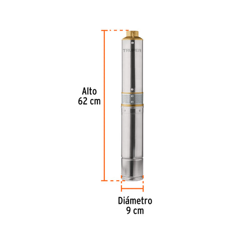 Bomba sumergible tipo bala, 1/2HP, agrícola, 220V, TRUPER | BOS-1/2LM-2 | 102974