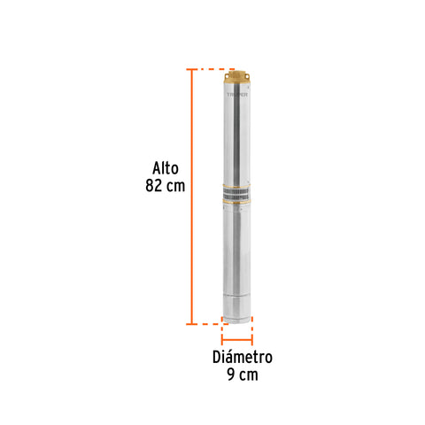 Bomba sumergible tipo bala, 1-1/2HP, agrícola, 220V, TRUPER | BOS-1-1/2LM-2 | 102976