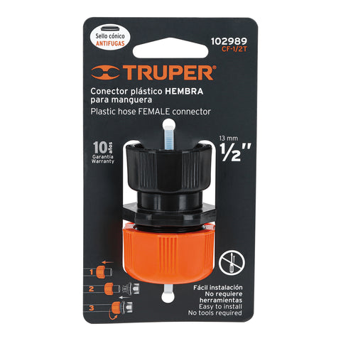 Conector 1/2' hembra de ABS con tuerca de ajuste manual | CF-1/2T | 102989