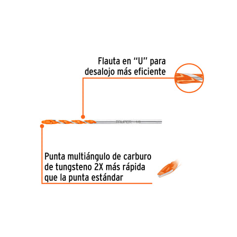 Broca multimaterial 1/8 x 3', Truper | BMC-1/8X3 | 103017